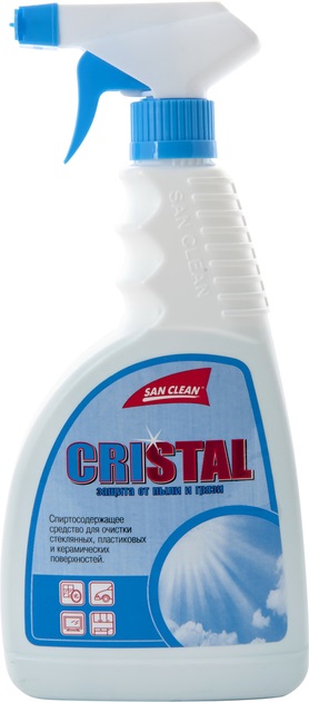 Засіб для миття вікон і скла Сан Клін Кристал з розпилювачем синій 500 мл (4820003540367)